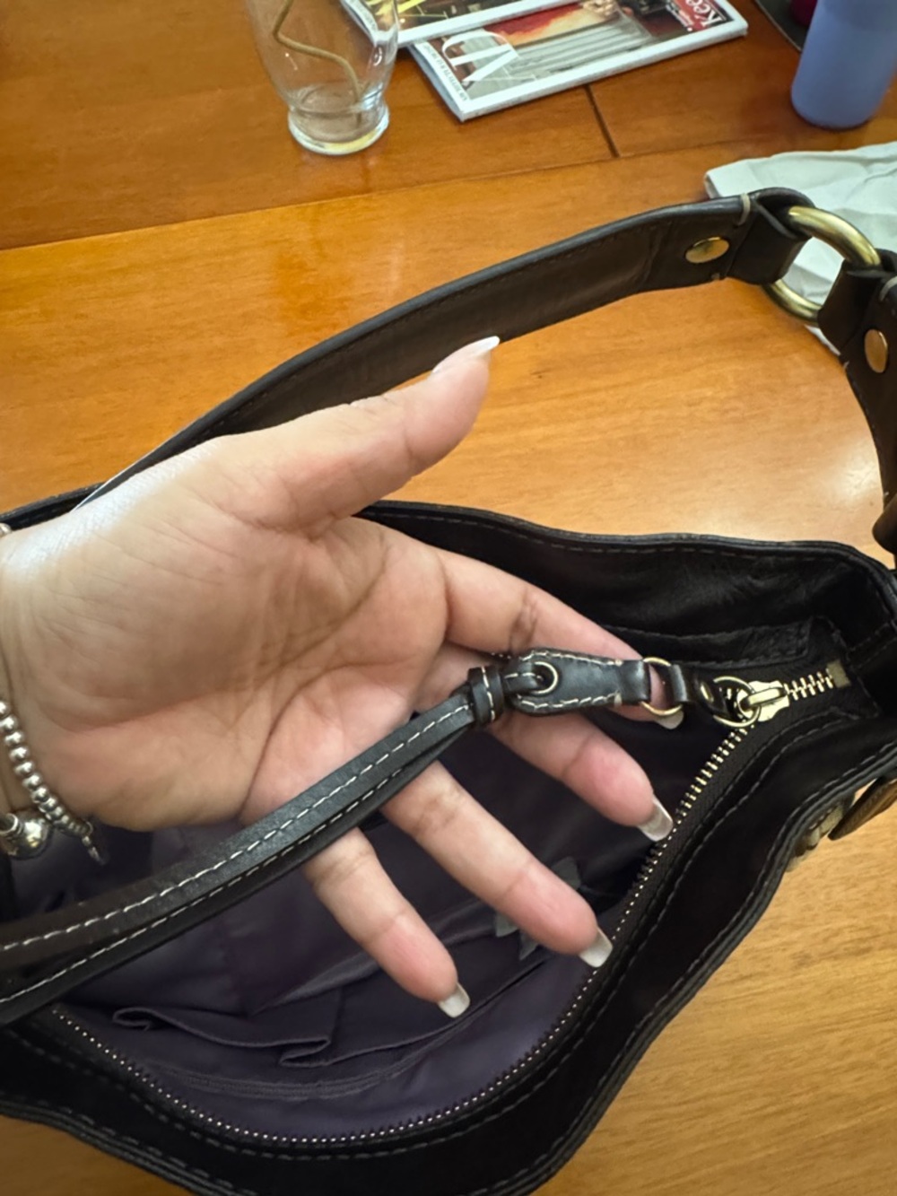 Coach Canvas Shoulder Bag in Beige & Dark Brown 13 in wide & 10 in long. - Picture 9 of 16
